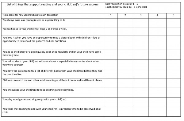 List of things that support reading and your child